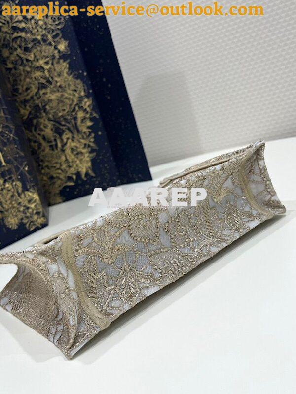 Replica Dior Mini Book Tote S5475 Gold-Tone D-Lace Embroidery with Mac 7