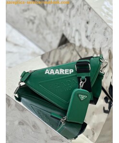 Replica Prada Triangle leather shoulder bag 1BH190 Green
