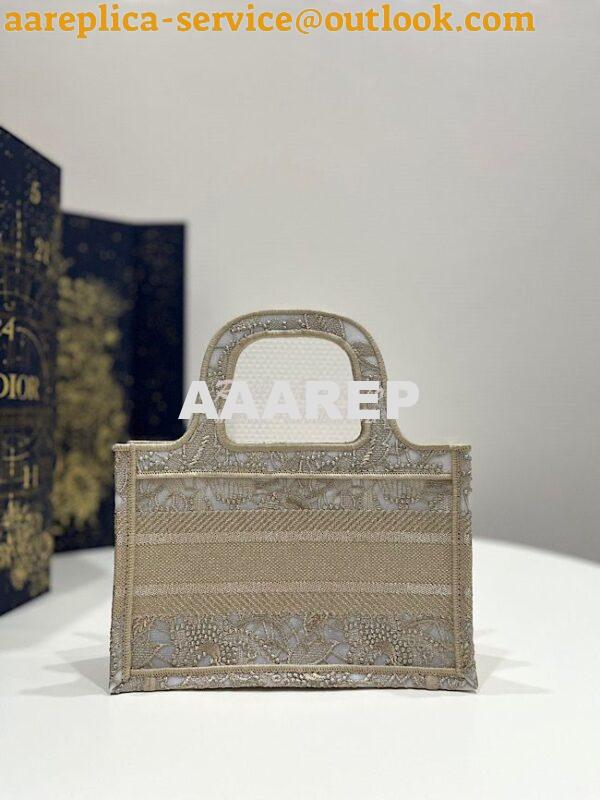 Replica Dior Mini Book Tote S5475 Gold-Tone D-Lace Embroidery with Mac 8