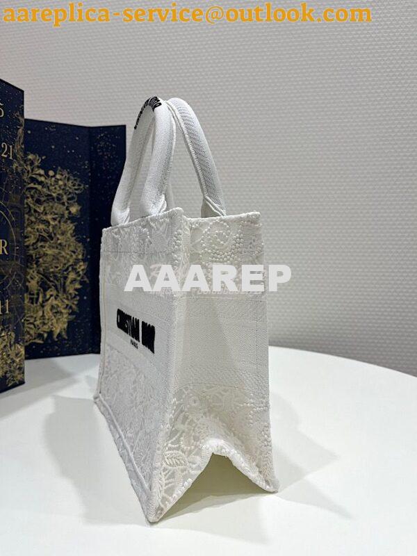 Replica Dior Book Tote bag in White Multicolor D-Lace Embroidery with 3