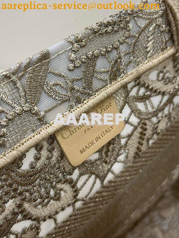Replica Dior Book Tote bag in Gold-Tone D-Lace Embroidery with 3D Macr 8