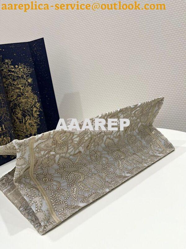 Replica Dior Book Tote bag in Gold-Tone D-Lace Embroidery with 3D Macr 9