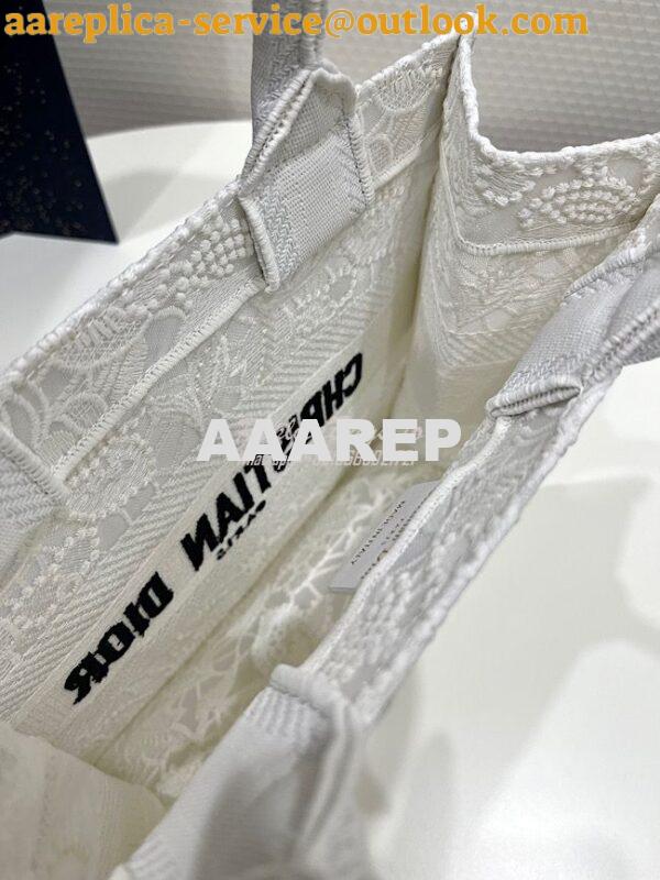 Replica Dior Book Tote bag in White Multicolor D-Lace Embroidery with 7
