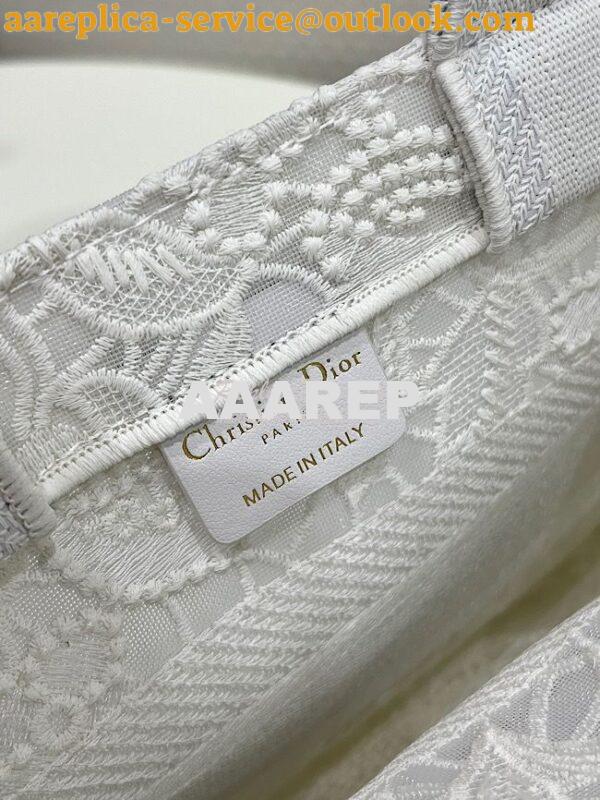 Replica Dior Book Tote bag in White Multicolor D-Lace Embroidery with 8