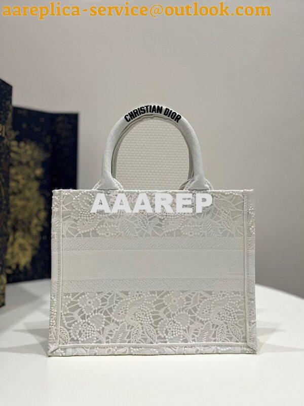 Replica Dior Book Tote bag in White Multicolor D-Lace Embroidery with 10