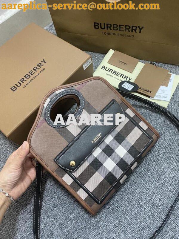 Replica Burberry Mini Dark Birch Brown E-canvas Pocket Bag 80146151 3