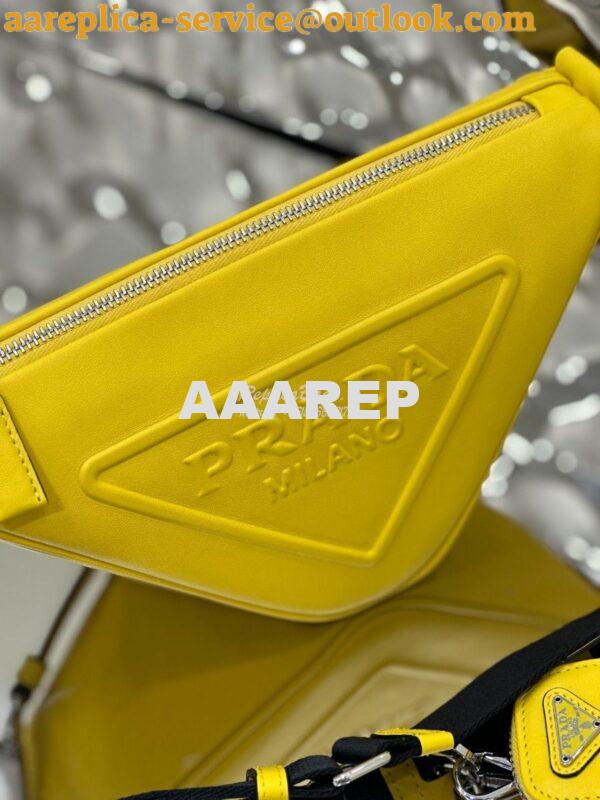 Replica Prada Triangle leather shoulder bag 1BH190 Yellow 4