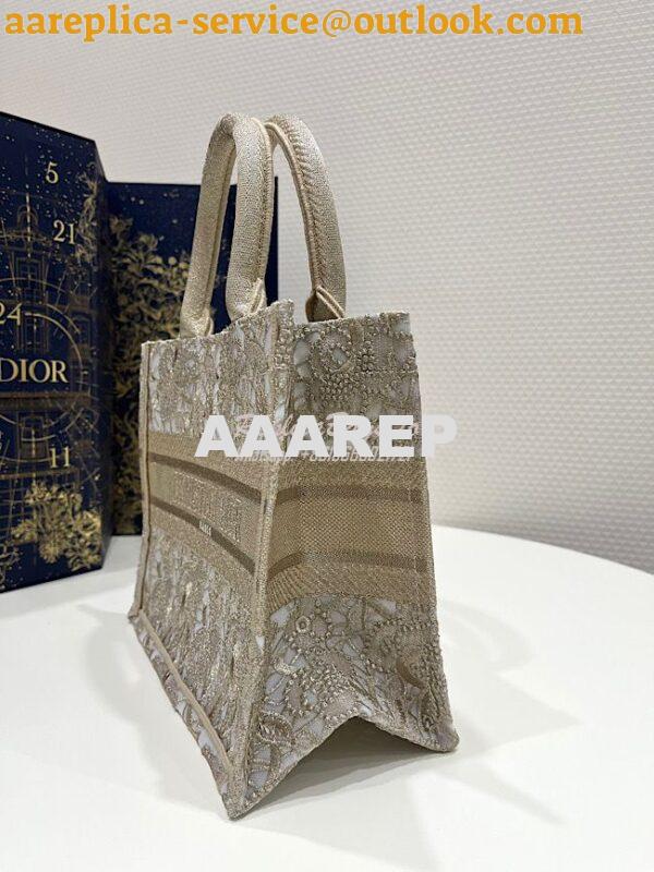 Replica Dior Book Tote bag in Gold-Tone D-Lace Embroidery with 3D Macr 14
