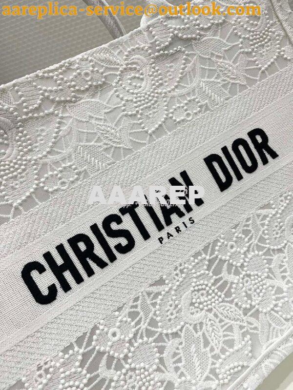 Replica Dior Book Tote bag in White Multicolor D-Lace Embroidery with 14