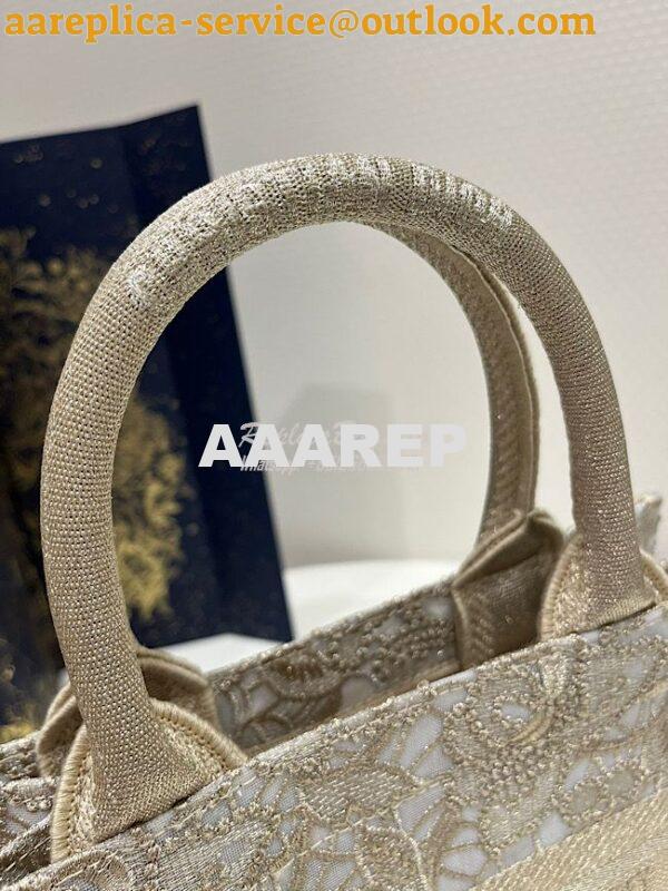 Replica Dior Book Tote bag in Gold-Tone D-Lace Embroidery with 3D Macr 15
