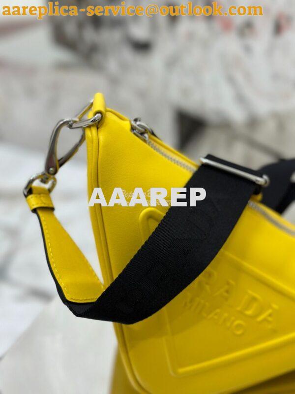 Replica Prada Triangle leather shoulder bag 1BH190 Yellow 6