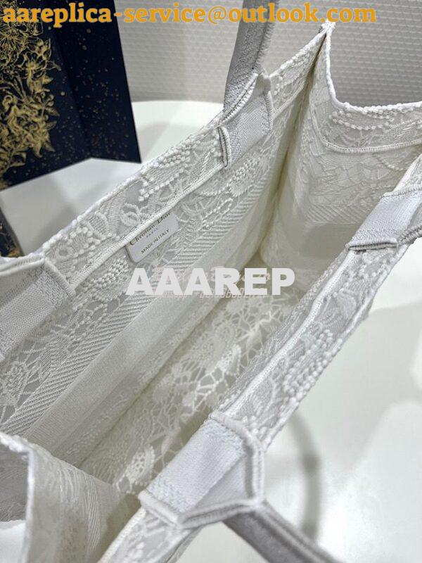 Replica Dior Book Tote bag in White Multicolor D-Lace Embroidery with 17