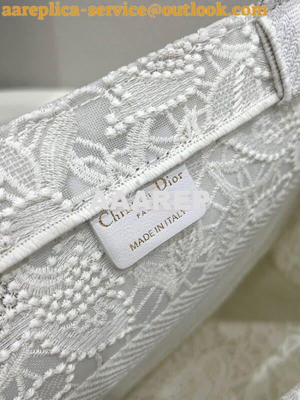 Replica Dior Book Tote bag in White Multicolor D-Lace Embroidery with 17