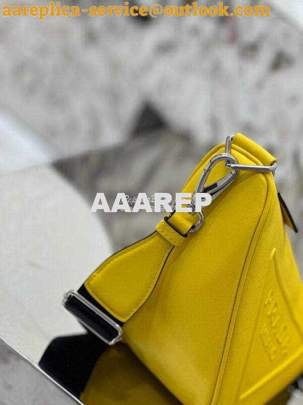 Replica Prada Triangle leather shoulder bag 1BH190 Yellow 8