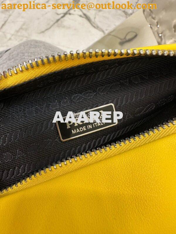 Replica Prada Triangle leather shoulder bag 1BH190 Yellow 9