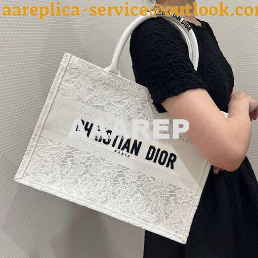 Replica Dior Book Tote bag in White Multicolor D-Lace Embroidery with 20