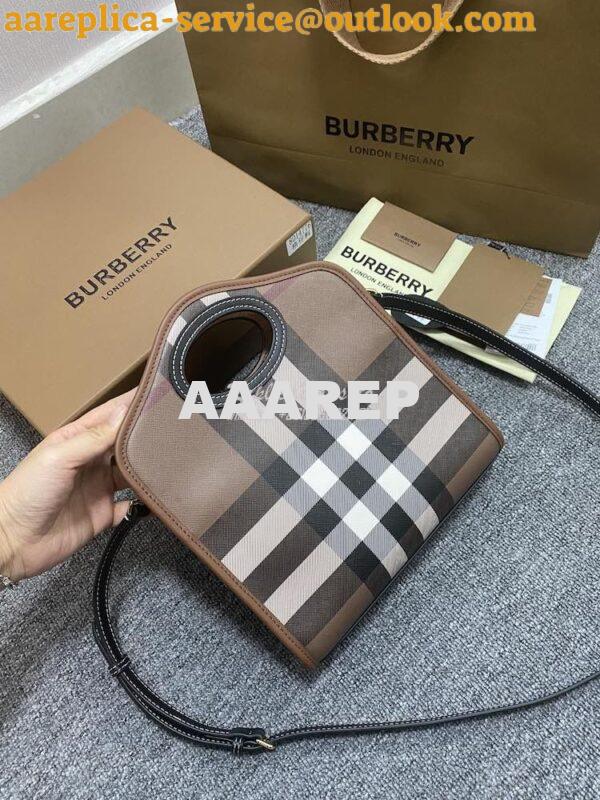 Replica Burberry Mini Dark Birch Brown E-canvas Pocket Bag 80146151 12