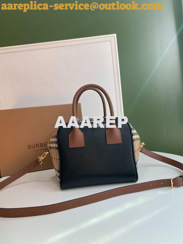 Replica Burberry Small Montage Print black Leather Cube Bag 2