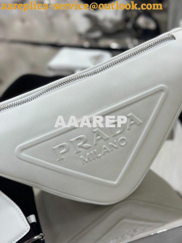 Replica Prada Triangle leather shoulder bag 1BH190 White 6