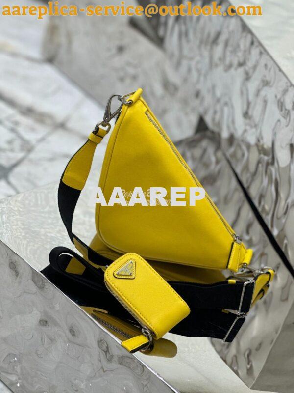 Replica Prada Triangle leather shoulder bag 1BH190 Yellow 11