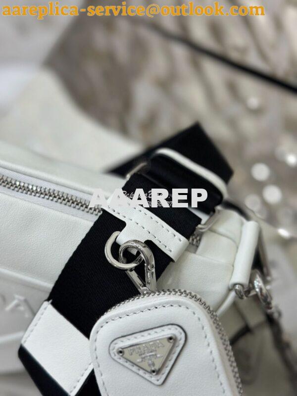 Replica Prada Triangle leather shoulder bag 1BH190 White 8