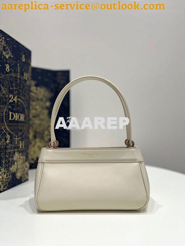 Replica Dior Small Key Bag Dusty Ivory Box Calfskin M1844 8