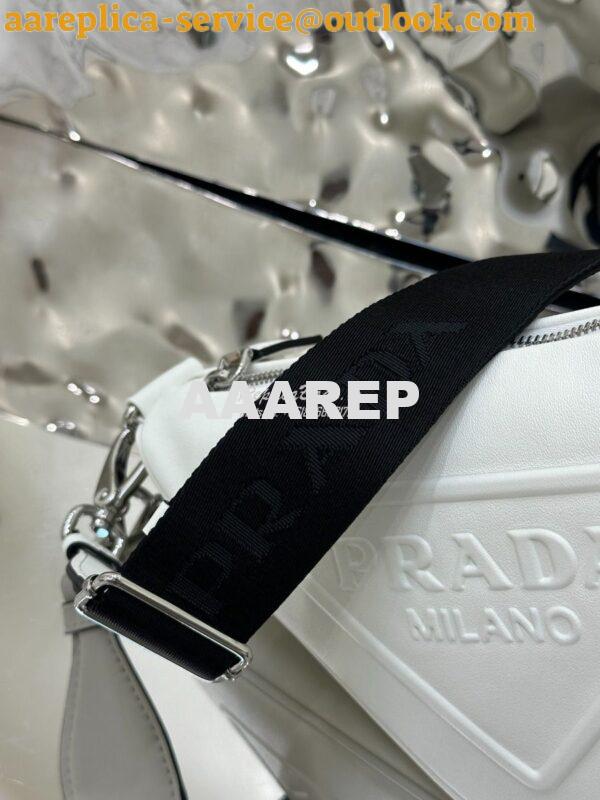 Replica Prada Triangle leather shoulder bag 1BH190 White 9