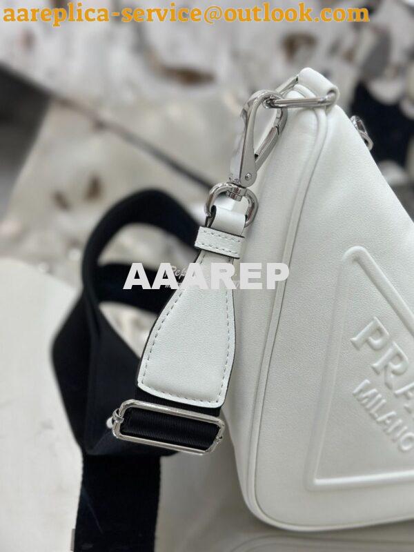Replica Prada Triangle leather shoulder bag 1BH190 White 10