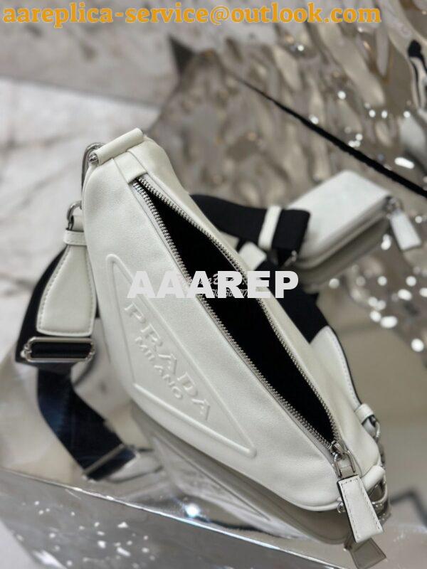 Replica Prada Triangle leather shoulder bag 1BH190 White 11