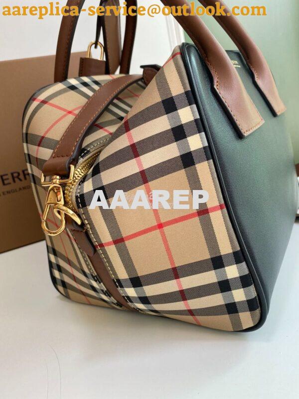 Replica Burberry Small Montage Print black Leather Cube Bag 9