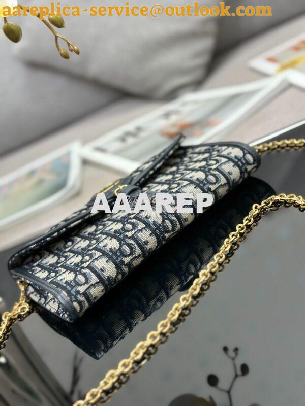 Replica Dior Bobby East-west Pouch With Chain Blue Oblique Jacquard S5 10
