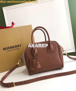 Replica Burberry Small Stripe Intarsia Leather Cube Bag Brown