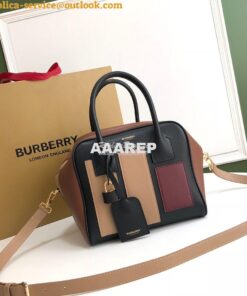 Replica Burberry Small Panelled Leather Cube Bag Black