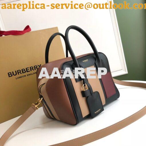 Replica Burberry Small Panelled Leather Cube Bag Black 2