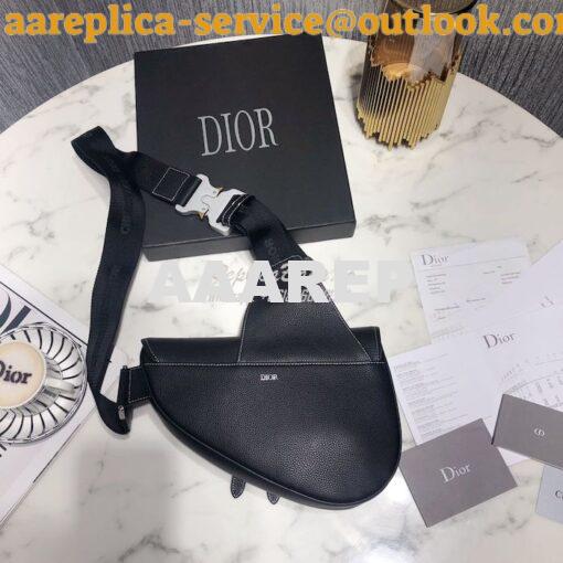 Replica Dior Saddle Bag Black with White Stitching Grained Calfskin 1A 5