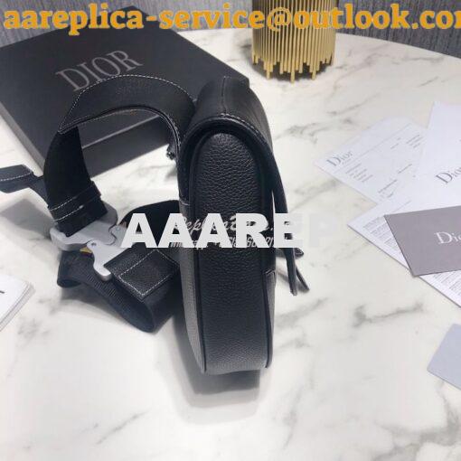 Replica Dior Saddle Bag Black with White Stitching Grained Calfskin 1A 8