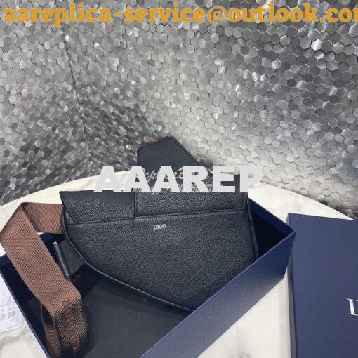 Replica Dior Saddle Bag Black Grained Calfskin with 'Christian Dior 19 9