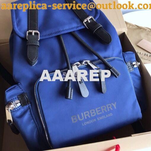 Replica Burberry The Medium Rucksack in Logo Print Nylon 80116201 Blue 4