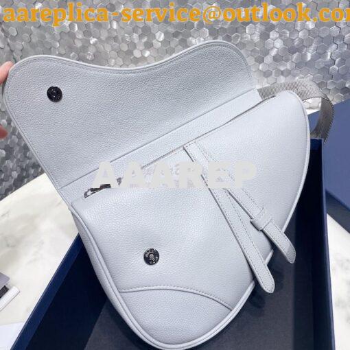 Replica Dior Saddle Bag Gray Grained Calfskin with 'Christian Dior 194 7