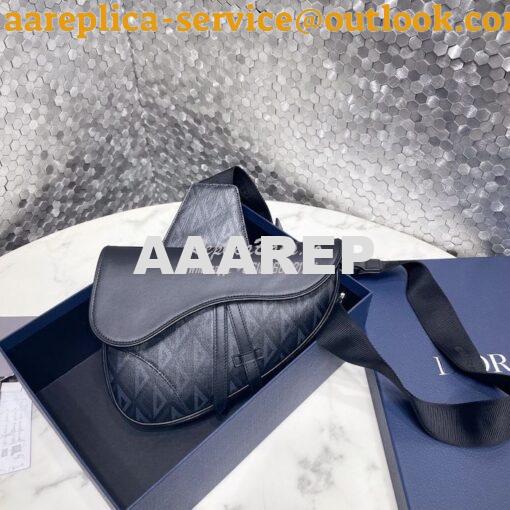 Replica Dior Saddle Black CD Diamond Canvas and Smooth Calfskin 1ADPO0