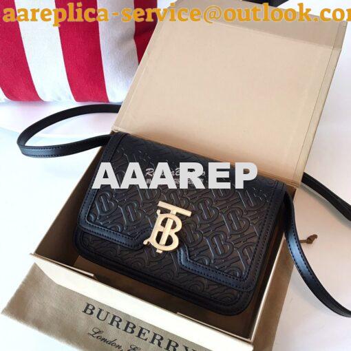 Replica Burberry Small Monogram Leather TB Bag 80140861 Black