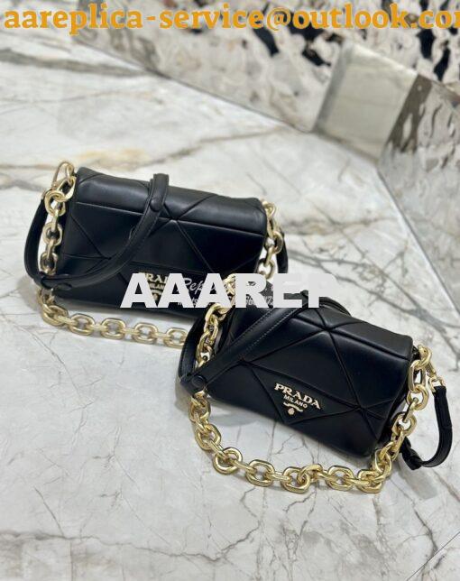 Replica Prada System Nappa Patchwork Shoulder Bag 1BD292 1BD328 Black