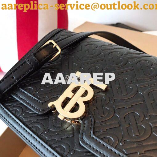 Replica Burberry Small Monogram Leather TB Bag 80140861 Black 3