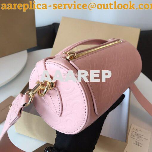 Replica Burberry The Monogram Leather Barrel Bag Rose beige 5