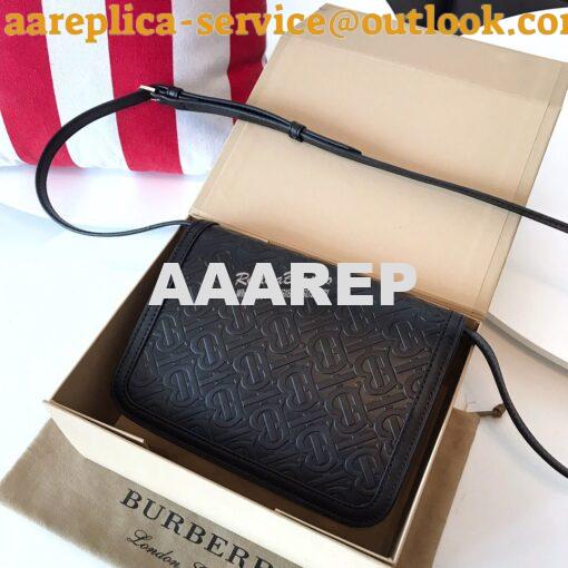 Replica Burberry Small Monogram Leather TB Bag 80140861 Black 9