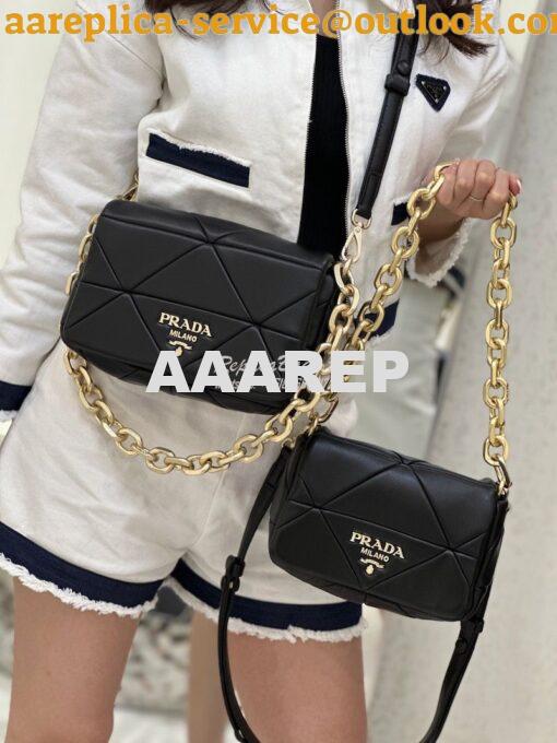 Replica Prada System Nappa Patchwork Shoulder Bag 1BD292 1BD328 Black 13