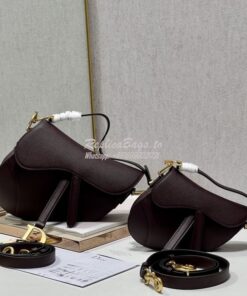 Replica Dior Saddle Bag With Strap Grained Calfskin M0455 Amaranth