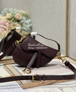 Replica Dior Saddle Bag With Strap Grained Calfskin M0455 Amaranth 2