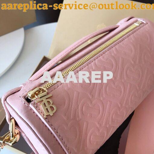 Replica Burberry The Monogram Leather Barrel Bag Rose beige 7