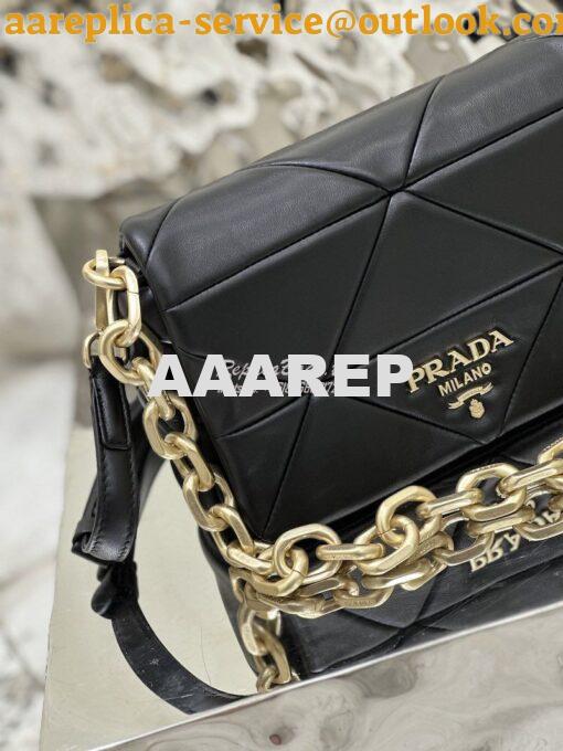 Replica Prada System Nappa Patchwork Shoulder Bag 1BD292 1BD328 Black 18